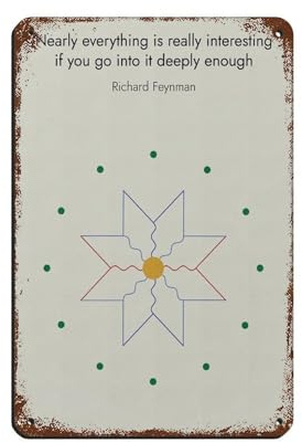 Richard Feynman Physics Retro-Poster, Metall-Blechschild, schicke Kunst, Retro, Eisenmalerei, Bar, Menschen, Höhle, Café, Familie, Garage, Poster, Wanddekoration, 20 x 30 cm