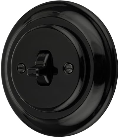 Unterputz Porzellan Retro Toggle Schalter, Wechselschalter, All-in-One, Serie PR1 schwarz