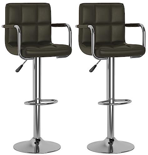 Foknhdi Barhocker 2er Set Braun 48x47x90-111 cm Höhenverstellbar mit 360° Drehfunktion Kunstleder Chromgestell Küche Tresen Essbereich für Wohnküche und Home Bar