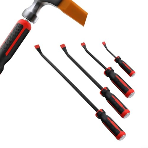 Lot de 4 pieds-de-biche robustes en acier au chrome vanadium avec poignée plus épaisse pour le démontage des plinthes, des carreaux muraux et des clous 20,3 cm, 30,5 cm, 45,7 cm, 61 cm