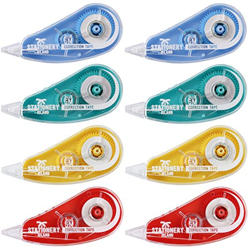 STATIONERY ISLAND Korrekturroller 8er Pack, Mini Korrekturmaus, Korrekturband 6m x 5mm, Kleberoller Maus Roller Schulsachen Correction Tapes, Für Schüler, Büro, Klebemaus, Fotokleber Fotoalbum