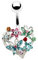 Piersando Bauchnabelpiercing Bauch Banane Piercing Stecker Gebogen Bunter Herz-Anhänger mit vielen Kristallen Blumen Schmetterling Motiv
