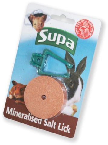 Supa Small Animal Mineral Salt Lick With Holder, Pack of 6, Provides A Ready Source of Salt & Several Added Minerals for Small Animal - Rabbits, Gerbils, Hamsters etc