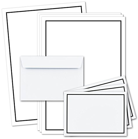 25x Trauer-Papier-Sets DIN A5 Brief-Papier & DIN C6 Trauer-Umschläge I schwarzer Trauer-Rand I 148 x 210 cm I für Laser & Inkjet I TrauerPapiere by GUSTAV NEUSER®