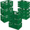 BRB 12x Stapelkorb / Bäckerkisten in 4 Größen, Grundmaß LxB 600x400 mm, H 90 mm, 150 mm, 240 mm, 320 mm, Farbe grün