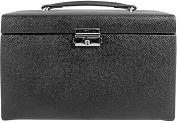 Friedrich23 23256-21 Jewellery Case, Fine Synthetic, 24 x 15 x 16 cm, Rectangular, Lockable, with Mirror, Jolie 2.0, Cross Grain Look, Black