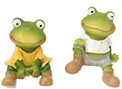 Benera Kantenhocker Frösche Deko Figuren Froschfiguren aus Polyresin 2er Set 7x7x9 cm