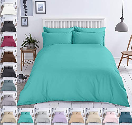 Mixibaby Bettwäsche Baumwolle Renforce Reißverschluss Größe Design 2-3 teilig Wählbar, Farbe Bettwäsche:Türkis, Größe:200 x 200 cm