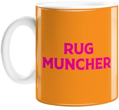 Rug Muncher Mug | Bright Pink and Orange Mug, LGBTQ+ Housewarming Gift for Her, Outrageous Novelty Gift for Lesbian, Muffin Muncher