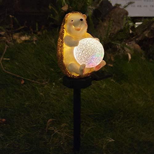 SOLUSTRE Gartenstecker Solarleuchten Igel Figur Solarlicht LED Solar Gartenleuchte Harz Miniatur Eule Bunte Lichter Rasen Hof Terrasse Garten Landschaft Party Dekoration