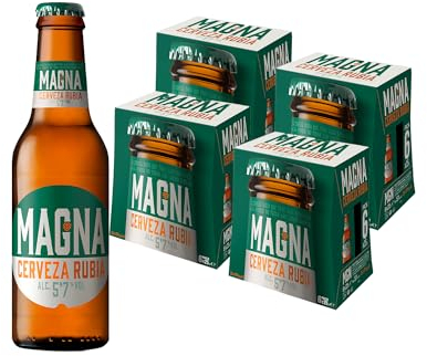 Magna Cerveza, 24 Botellas x 250ml, Cerveza Dorada Lager, Sabor Intenso, Carácter Único, Cerveza Refrescante, 5.7% Volumen Alcohol