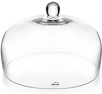 LACOR 61806 Cloche de Protection, idéale pour Conserver et présenter des Aliments, Verre Borosilicate très résistant, Ø25 cm, Hauteur 14 cm