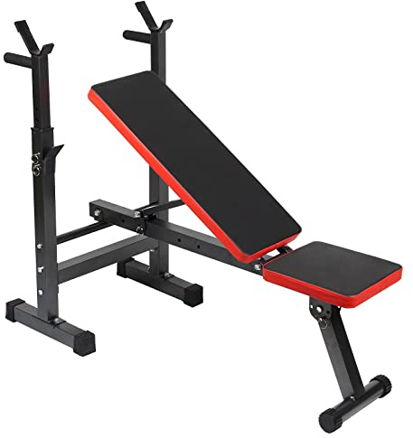 Wiltec Hantelbank klappbar bis 230 kg mit Langhantelablage Multifunktionsbank Schrägbank und Flachbank Gym Bank Verstellbare Trainingsbank für Übungen mit Langhanteln und Kurzhanteln Zuhause Fitness