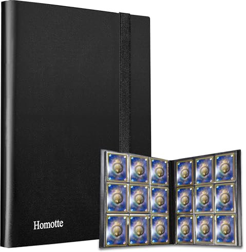 Sammelkarten Album, 9 Pocket 360 Karten Ordner, Sammelmappe karten Ordner, Hochwertiges Wasserdicht PU Leder Card Binder Sammelheft-Album für Sports TCG (Schwarz) Geschenke für Jungen Kinder