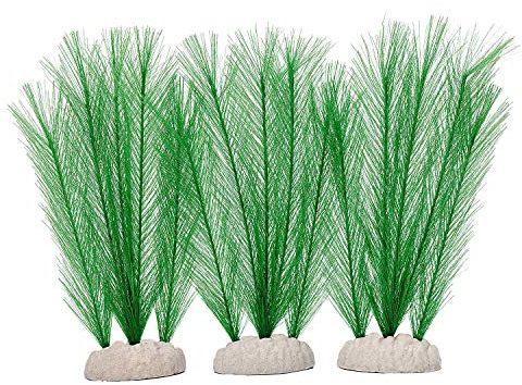 BEGONDIS Decoraciones para acuario, plantas acuáticas verdes artificiales hechas de tejidos de seda y plástico, seguro para todos los peces y mascotas set (18 cm)