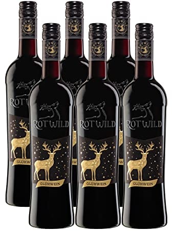 Rotwild Glühwein rot (6x 0,75l) – würziger Genuss mit Zimt, Nelke & Vanille, weich und rund im Geschmack – ideal für gemütliche Winterabende am Kamin, leicht erhitzt ein Genuss