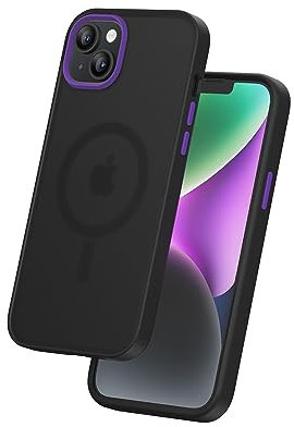 FLOLAB Surtect Tri-Fusion magnetische Schutzhülle für iPhone 14, schlankes Design, Magsafe-kompatibel, militärischer Rahmen, schwarze Rückplatte, weiche Haptik, Purple Haze