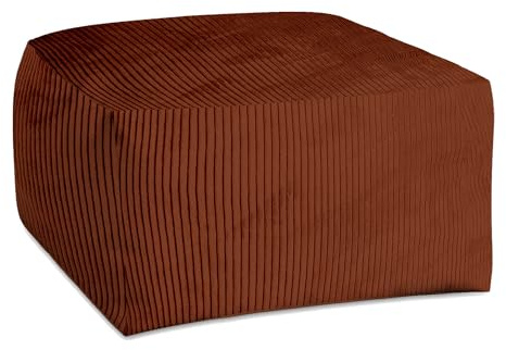 DreamRoots Pouf Hocker Fußhocker Cord, Cube 70x70x40cm, Indian tan