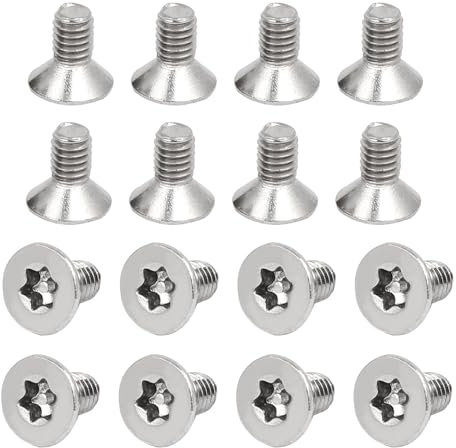sourcing map Vis de sécurité Torx à tête plate M4-0,7 x 8 mm, 16 pièces en acier inoxydable 304 anti-vol, entraînement Torx, tête fraisée, filetage complet
