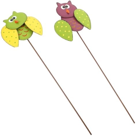 CAXUSD 2-teilige Gartenstecker-Dekorationen Für Den Außenbereich Eulenschild Sicheres Eisenmaterial Wetterfeste Gartenstecker Für Dekorative Kunst