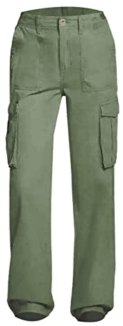 TYUIOP mädchen- Jeans Hosen Damen Hose Cargo Damen Leinenhose Casual Sommer Freizeithose mit Taschen Swear Damen Hose high Waist Cargo Hose lang Freizeit Hose weitem Bein wat Hose