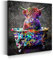 Stier in Badewanne Street Art Leinwandbild Wandbild Kunst XXL Deko Größe 40x40x2cm