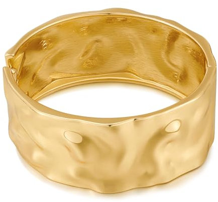 LILIE&WHITE Armbänder Armreif für Damen Elegantes Gold-Armband für Damen – Breites, Glänzendes Armband mit Gehämmertem Design – Luxuriöser Schmuck für Alltag und Besondere Anlässe