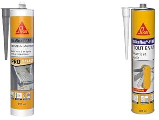 Sika - SikaSeal-189 Toiture & Gouttière, Gris, Mastic Butyle 2en 1 pour joints et réparations & lex 11 FC Purform Blanc, Mastic, joint et collage multi-usages, mastic-colle multi-supports