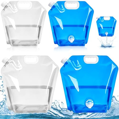 NINGYER Lot de 4 bidons d'eau pliables - 5/10 l - Pour l'extérieur, le camping, la randonnée, la crise de panne de courant et le stockage de l'eau à la maison