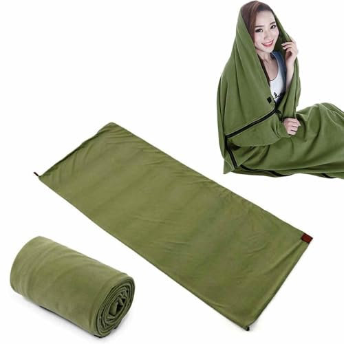 Fleece-Schlafsack, Reise-Schlafsack mit Reißverschluss, Fleece-Campingdecke, Camping-Schlafsack, Reisedecke für Rucksackreisen, Aufbewahrungstasche im Lieferumfang enthalten