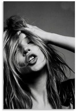 CHIMOSHEJI Poster: Motiv Kate Moss, Schwarz-Weiß, Wandkunst, Dekoration, Schlafzimmer, 30 x 45 cm, Ungerahmt