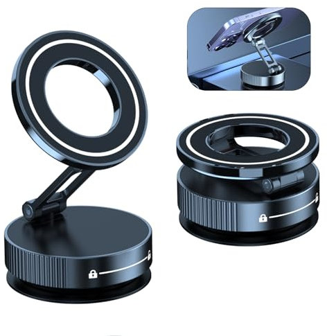Thlevel Support Téléphone Voiture à Ventouse Porte Magnetique Téléphone Pliable Portab avec Verrouillage Rotatif pour Smartphone