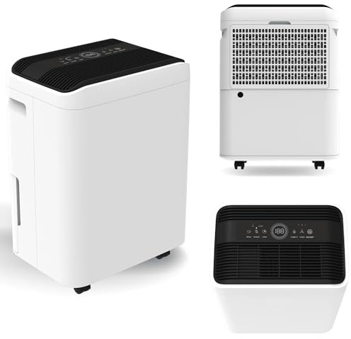 PHILODECO Large Dehumidifier with Ioniser, 4,500 Sq.Ft Coverage, 10 Gallons Daily Capacity, Digital Display, White