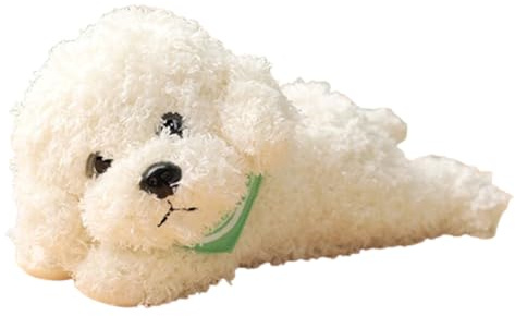 Xiyocadt Kuscheltier Hund Plüschtier Shiba Inu mit Schals Plushie Stofftier Kawaii Deko Plüschhund Plüschhund, Supersüß Realistischer Plüschhund Welpe,Geschenk für Mädchen und Jungen (27cm,Weiß)