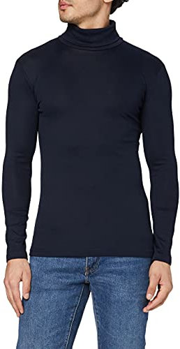 Trigema Herren Rollkragen Langarmshirt 602010, Blau (navy 046), Medium