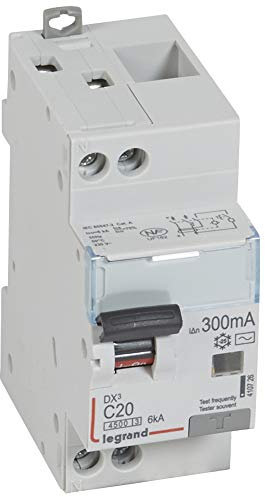 410726 Legrand Disjoncteur différentiel 20A type AC 300mA - courbe C - DX³4500 1P+N