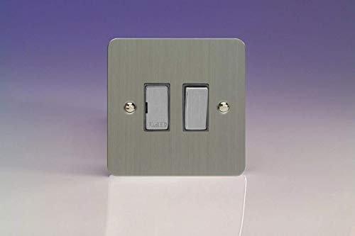 Varilight Ultraflat Brushed Steel 13A Switched Fused Spur Decorative
