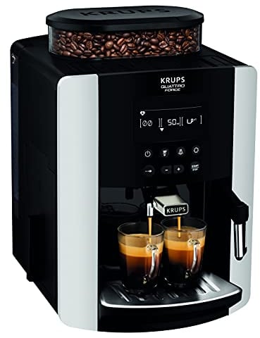 Krups EA8178 Arabica Display Quattro Force Kaffeevollautomat | 1450 Watt | Wassertankkapazität: 1,81 | Pumpendruck: 15 Bar | LCD-Display | schwarz/carbon-optik