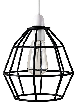 MiniSun | Contemporary Matt Black Metal Basket Style Ceiling Light Shade | Pendant Lights, Home Décor & Improvement Essential | 20cm Shade Width