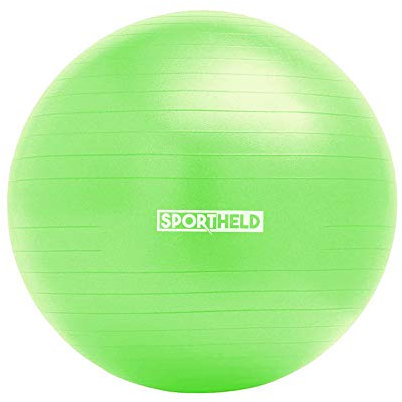 Sportheld® Profi Gymnastikball inkl. Pumpe zum Aufblasen | 65cm Durchmesser | Grün | robuster Sitzball & Fitnessball