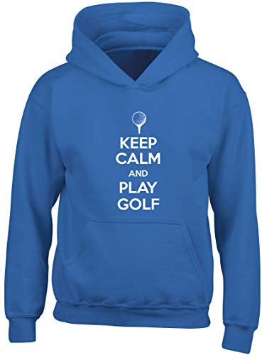 Hippowarehouse Keep Calm and Play Golf Kids Children's Unisex Hoodie Hooded top Royal