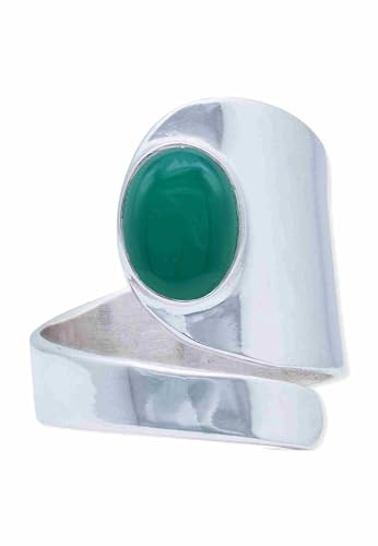 mantraroma Ring 925 Silber MAHAN - größenverstellbar mit Edelstein