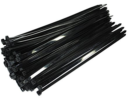 100 Stück Profi Kabelbinder Industriequalität schwarz 200 mm x 7,6 mm XXL stark und breit 54,4 kg Zugkraft Nylon cable ties für Industrie PC Fahrrad von Damstone