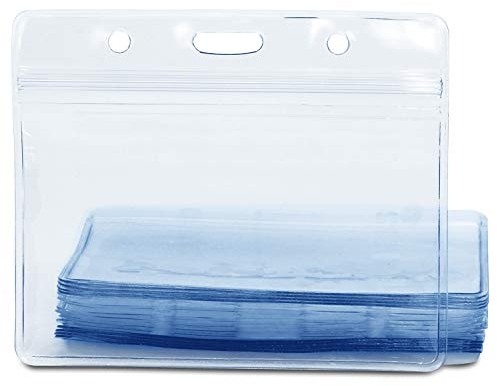 25 Portes-cartes en plastique transparent, format 105x75 mm, servant de house de protection pour les cartes - insertion de porte-clés en PVC souple pour cordons.