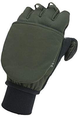 SealSkinz Unisex Kaltes Wetter Winddichter Fausthandschuh – Schwarz/Olivgrün, L