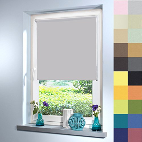 Sun World Tageslicht Rollo nach Maß, Blickdicht, hochqualitative Wertarbeit, alle Größen, für Fenster und Türen, Rollo nach Maß, Klemmfix ohne Bohren (160cm Höhe x 140cm Breite/Light Grey)