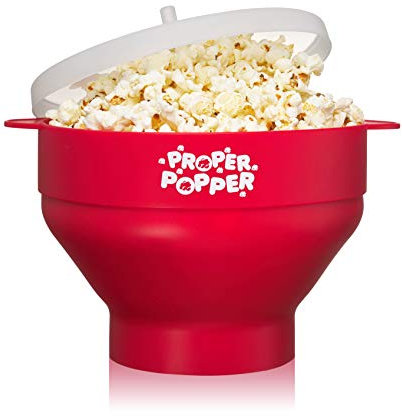The Original Proper Popper Popper Popper - Máquina de palomitas de maíz de silicona, cuenco plegable sin BPA y apto para lavavajillas (rojo)