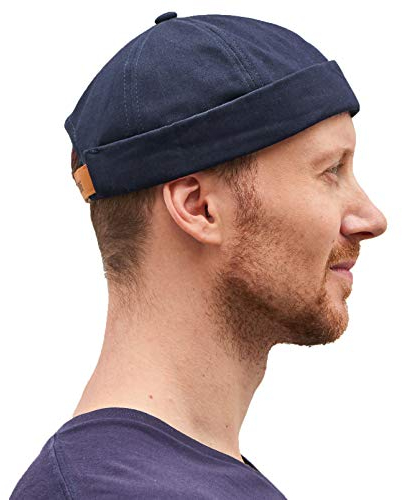 CHARM Herren Baumwolle Dockermütze Baseball Cap - Damen Seemannsmütze Hafenmütze Docker-Cap Blau