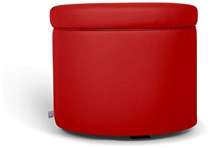 Arketicom, Sitzhocker aus Kunstleder, rund, Fußstütze und Sitzfläche (50 D x 42 H, Rot)
