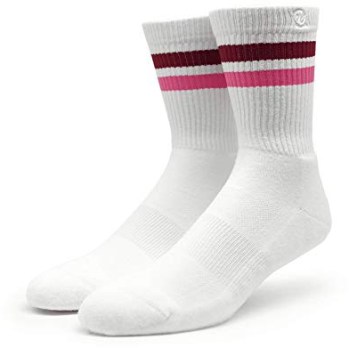 Spirit of 76 Herren & Damen Retro Socken Sportsocken Tennissocken Baumwolle 35 36 37 38 Weiß - Lila - Pink (S)